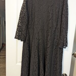 Simply Be Black Lace Long Sleeve Dress